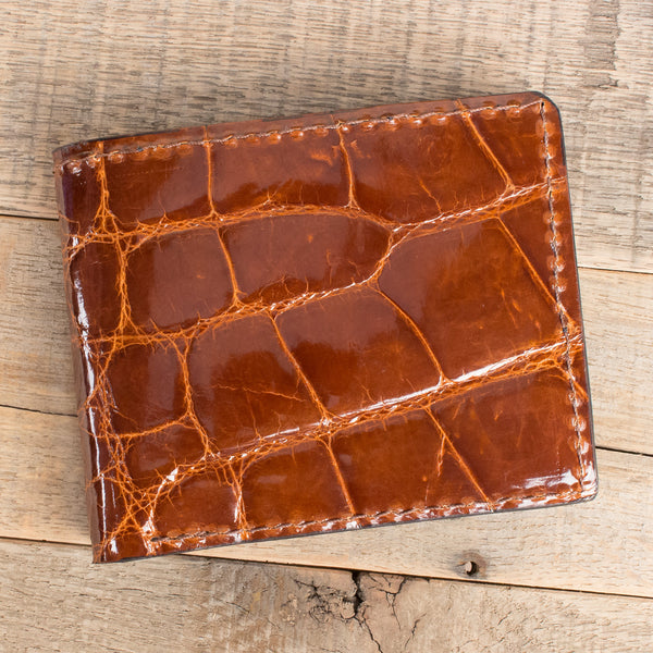 EDC Wallet - Cognac Card Holder Genuine Crocodile Leather