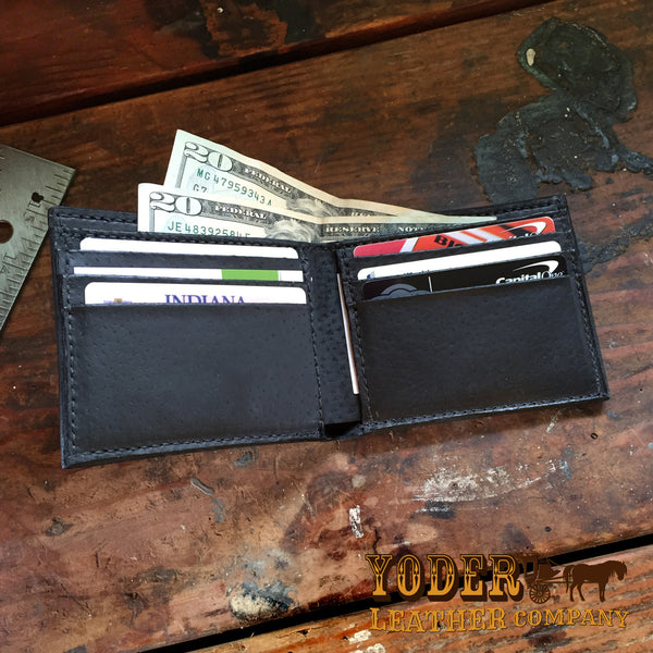 Black Shark Skin Men Wallet, Leather Wallet for Men, Billfold Men Wallet, Bi-Fold Men Wallet, Best Wallet for Men, Personalized Mens Wallet