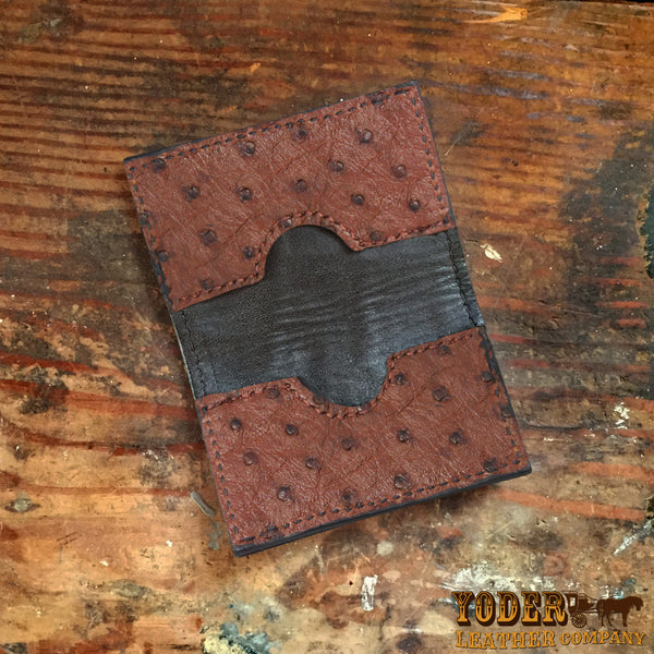 CARD HOLDER OSTRICH - Ostrich leather credit card holder, handmade in France