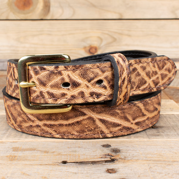 Elephant Print Leather Belt