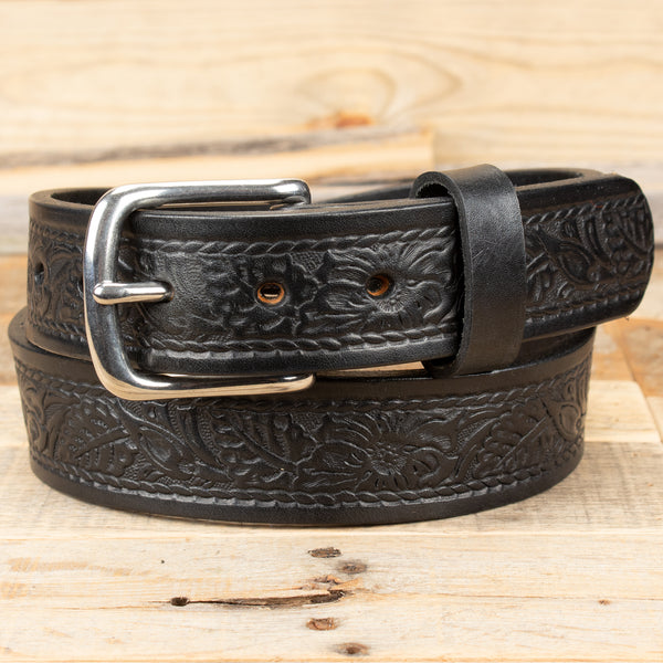 Floral leather belt best sale