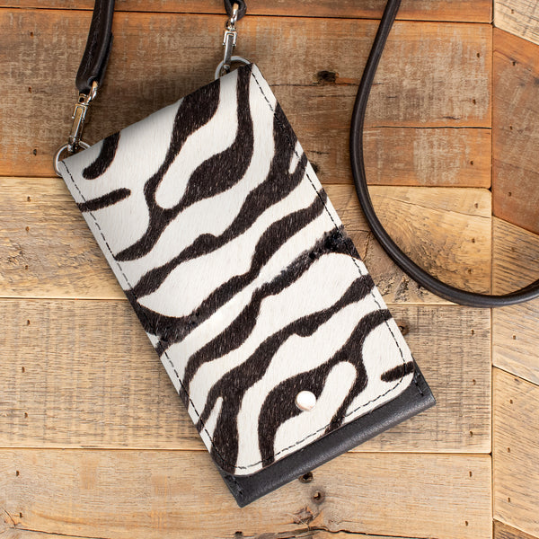 Furry Zebra Print Leather Phone Purse Wallet Yoder Leather Company