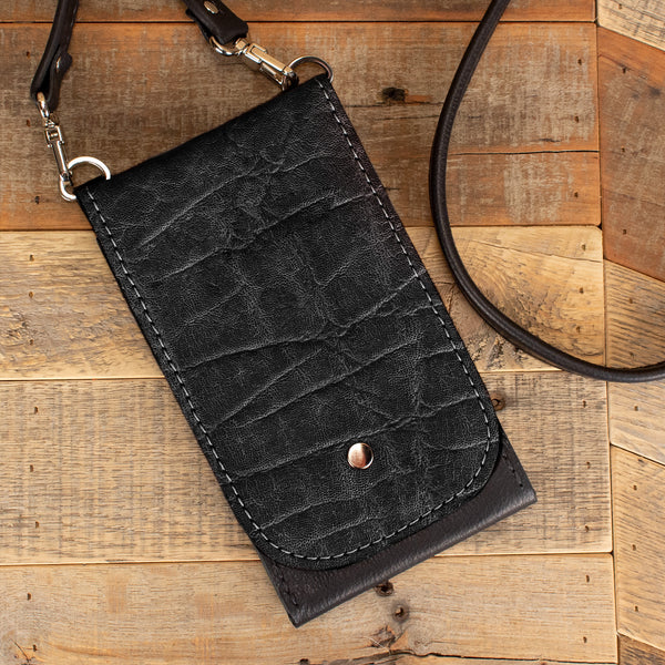 Black Elephant Skin Phone Purse Wallet Yoder Leather Company