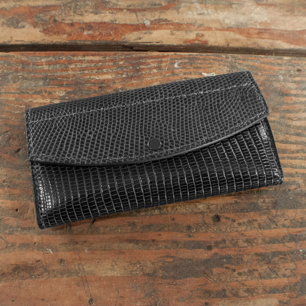 CLUTCH ON STRAP TABOU IN LIZARD - BLACK