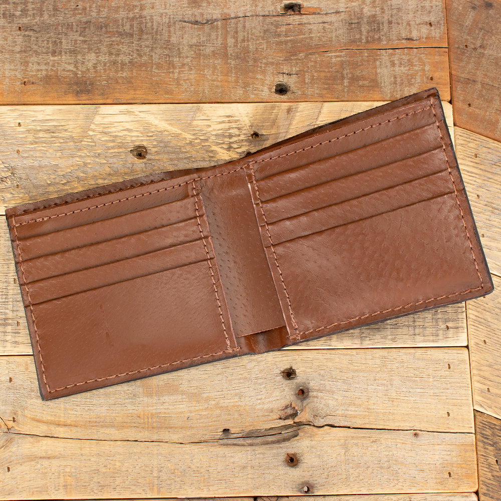 Double Side Genuine Crocodile Alligator Leather Skin BROWN Bifold wallet  men's