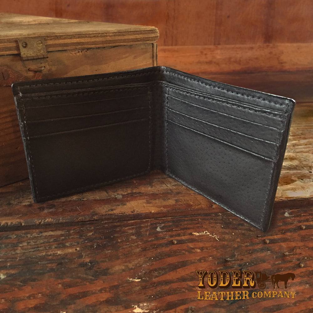 Black cherry shark leather minimalist wallet
