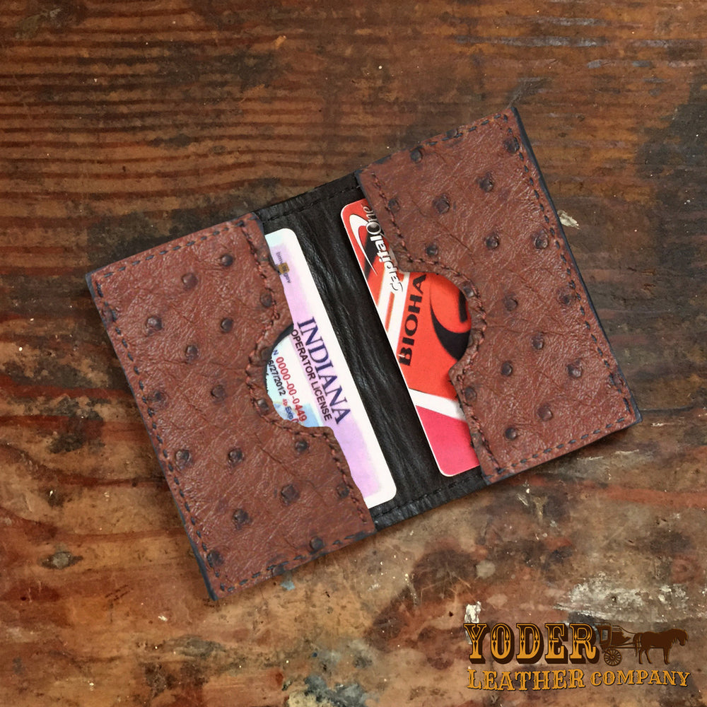 Ostrich Business Card / Credit Card Wallet - Wine - Borlino