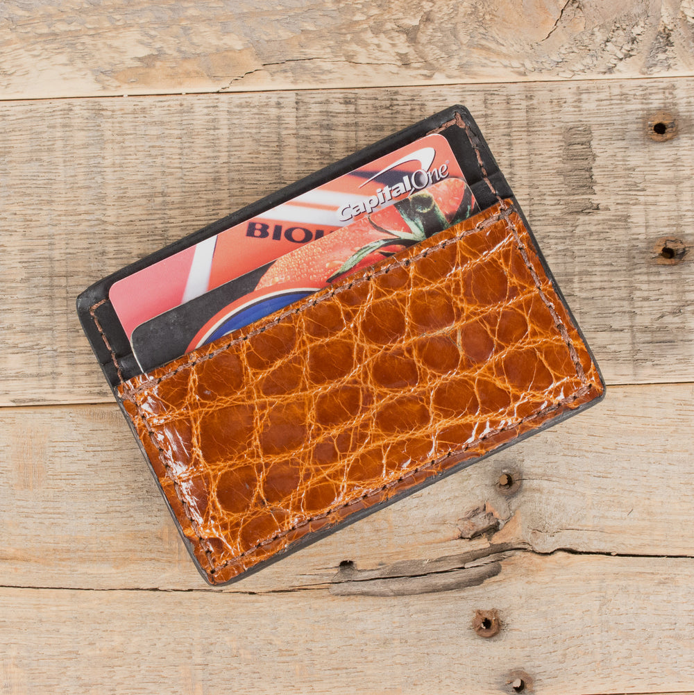 Genuine Crossbody Alligator Cognac Phone Purse Case Wallet Leather Handmade in USA