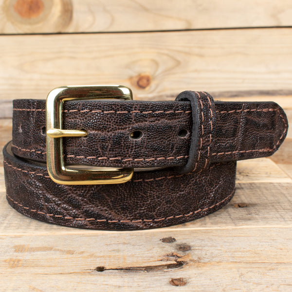 Dark Brown Elephant Hide Leather Belt – Yoder Leather Company