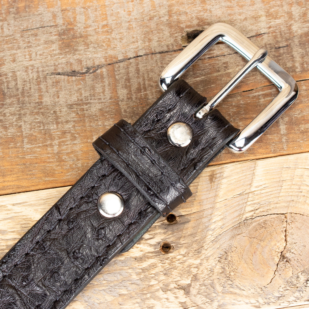 Black Ostrich Leather Belt - Handmade Amish Belt – Yoder Leather