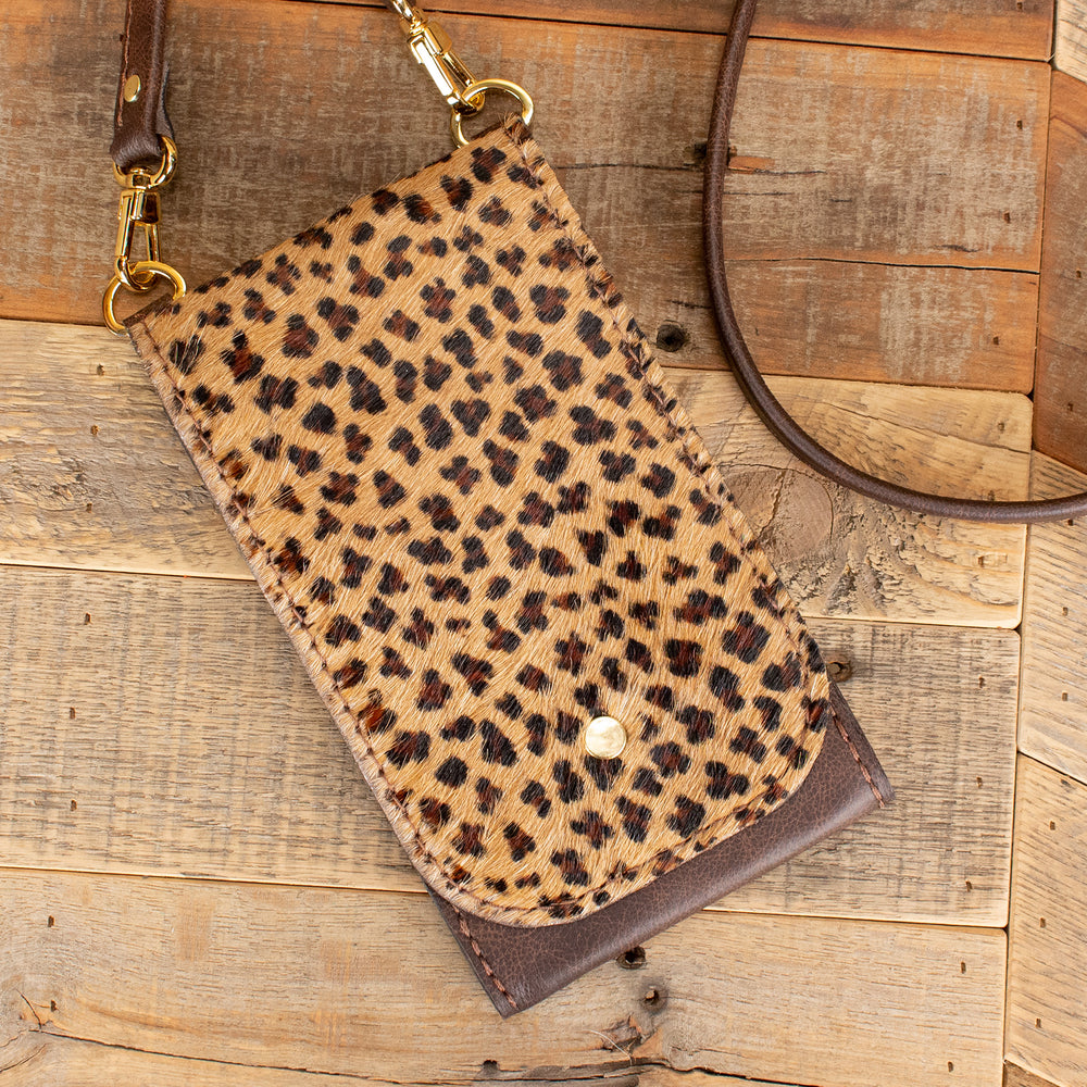 Ostrich Embossed Leather with Hair On Cowhide Leather Phone Case
