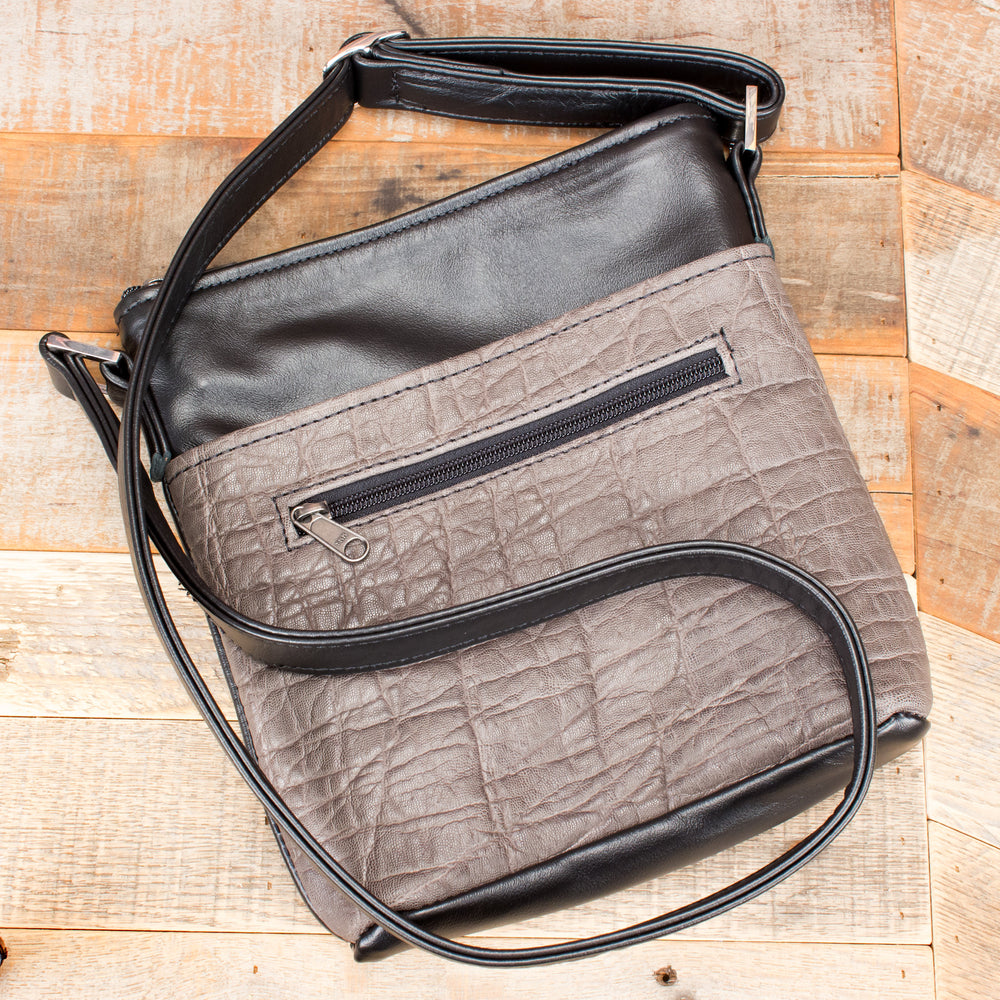 ELKA HANDBAGS Inc. Gray Faux Leather Medium Size One Handle Shoulder Bag  Purse