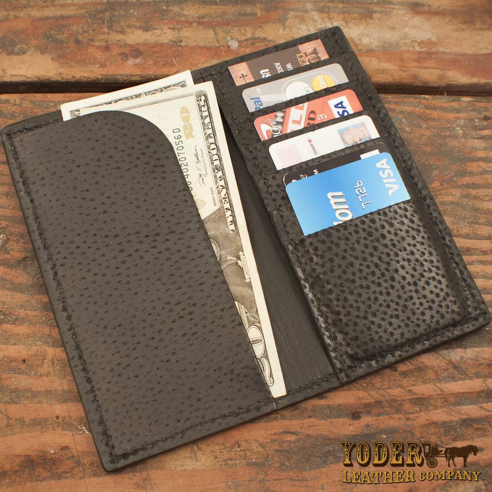 Texas Wallet Western Bifold Ostrich Black Checkbook Style 