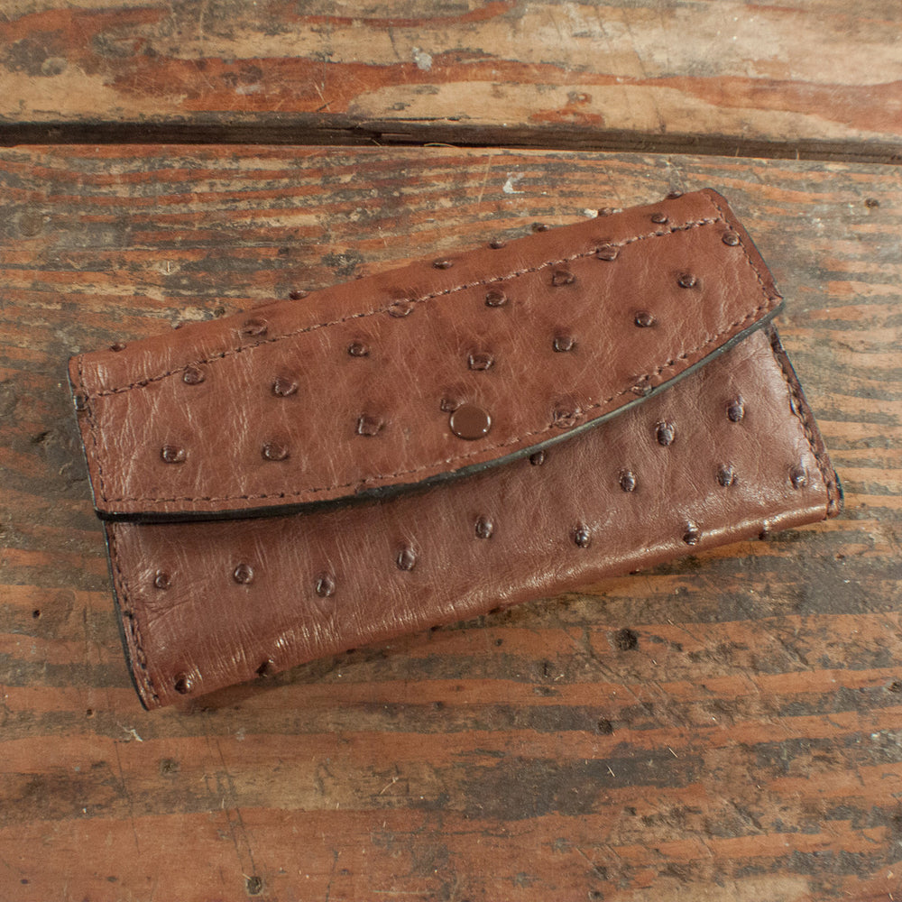 Vintage Brown Ostrich Leather Wallet 