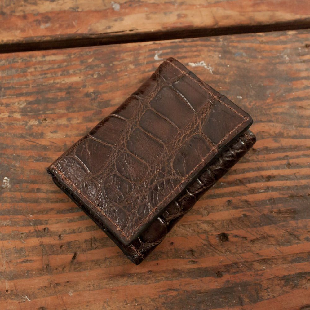 Brown Alligator Wallet With Bison Leather Interior