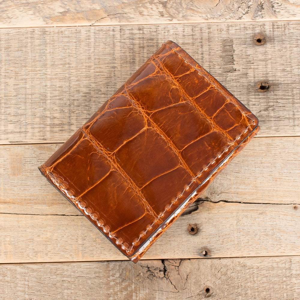 Lining Cognac Brown Ostrich Skin Leather Wallet